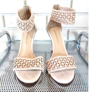 ANTONIO MELANI Nude Beige Leather Strappy Heels